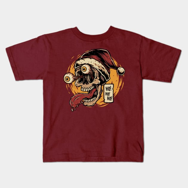 Santa Skull Kids T-Shirt by Slikfreakartwork